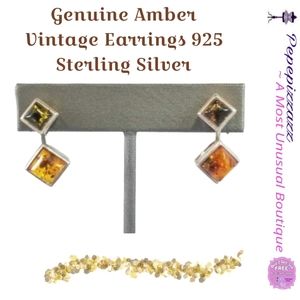 GENUINE AMBER PIERCE EARRINGS AMBER 5.4G Sterling silver